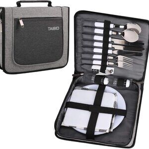 BRONZY TABID Picnic Set Camping Cutlery Organizer 2 Person Dinnerware Set - 16pc